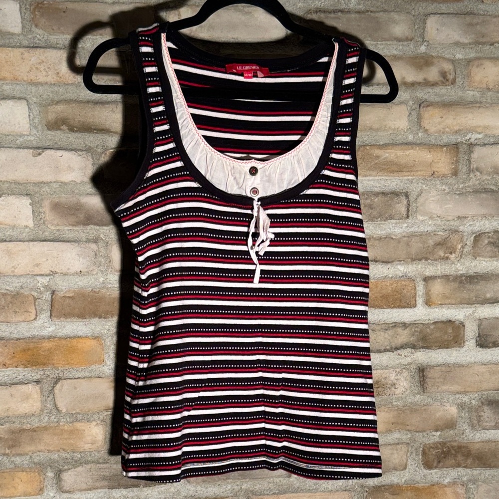 Navy/Black and Red Striped Tank Top